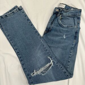 Cotton On Blue Distressed Straight Leg Jeans
